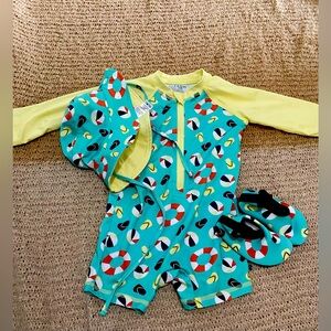 Colorful Baby Swim Set with Hat and Booties
